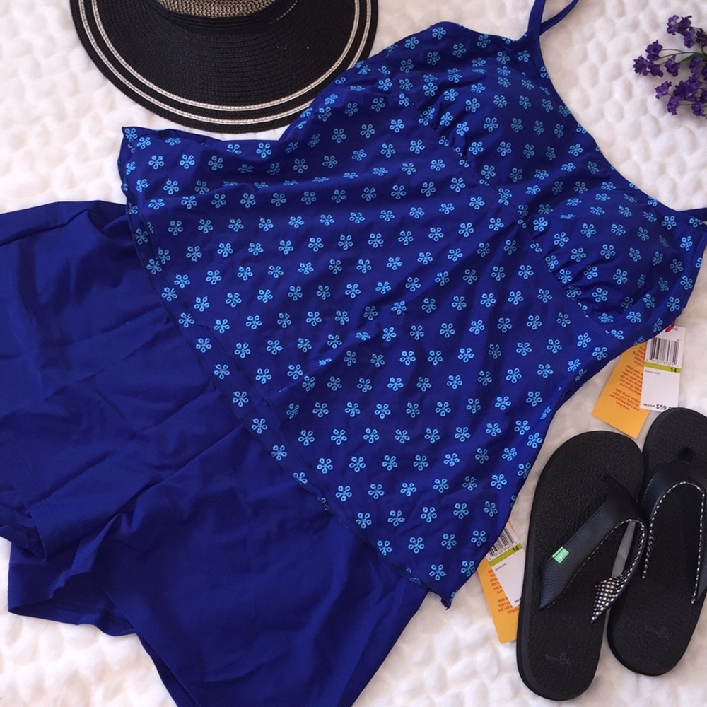 Ruby Rd. Beach Embroidered Tank Short Swimsuit NEW